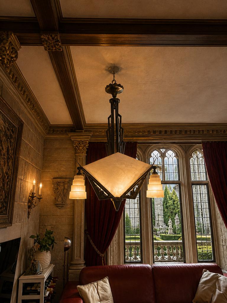 Prachtige Art-Deco hanglamp uit Frans kasteel, Ophalen