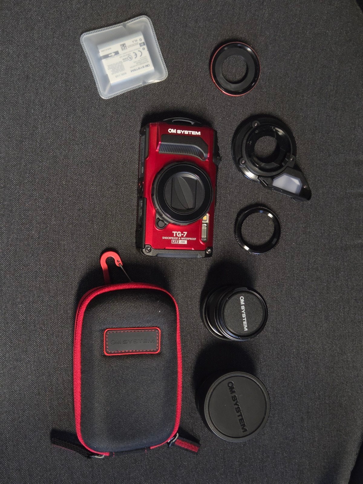 OM System Tough TG-7 Rood met wide angle en teleconverter, Beeldstabilisatie, Accu, 12 megapixels, Ophalen of Verzenden