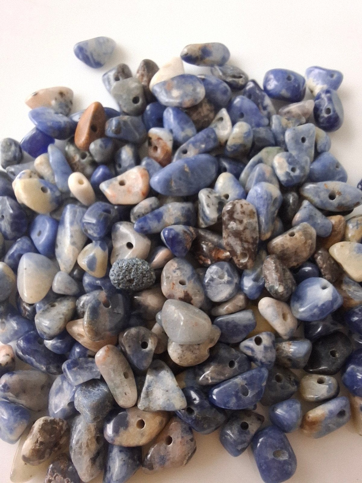 Natuursteen kralen chips blauw grijs wit edelsteen, Kraal, -, -, Ophalen of Verzenden