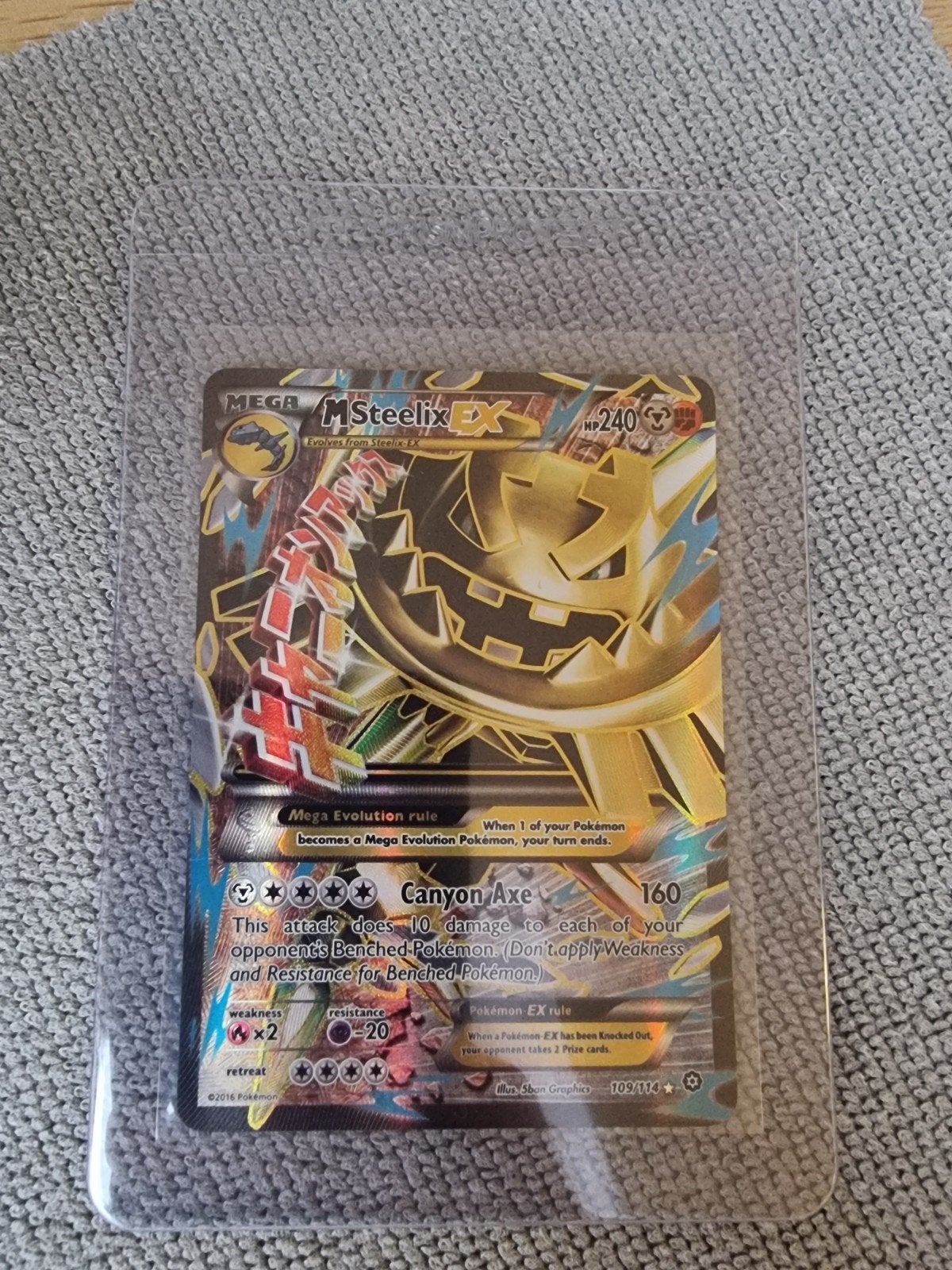 Pokemon Mega Steelix Ex Steam Siege 109/114, Verzenden, Zo goed als nieuw, Losse kaart, Foil