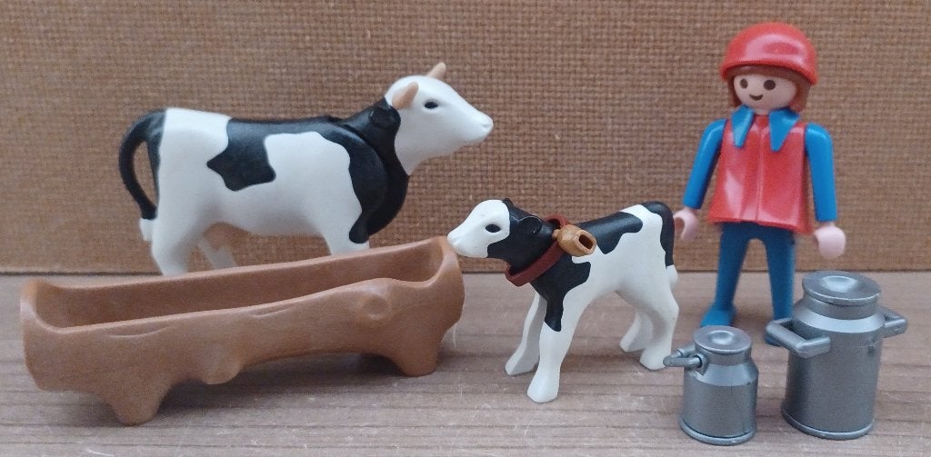 playmobil boerin met koe en kalf, Ophalen of Verzenden, Gebruikt, Complete set