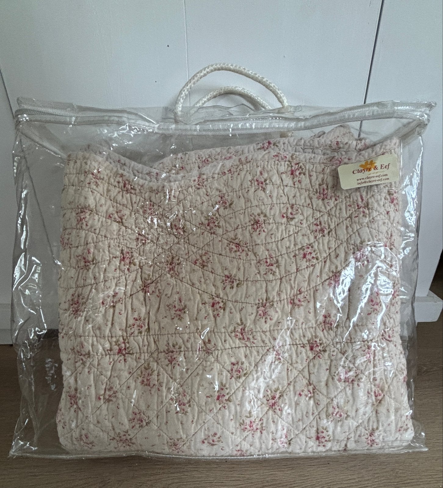 Sprei / deken / quilt Clayre & Eef met rozenprint, Gebruikt, Eenpersoons, Katoen, Ophalen of Verzenden