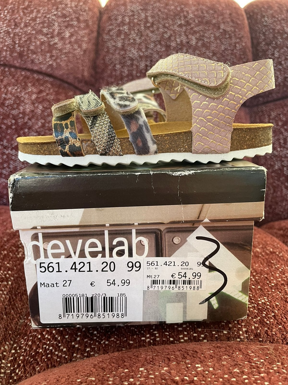 Develab leren sandalen meisje maat 26 27, Meisje, Overige typen, Nieuw, Ophalen of Verzenden