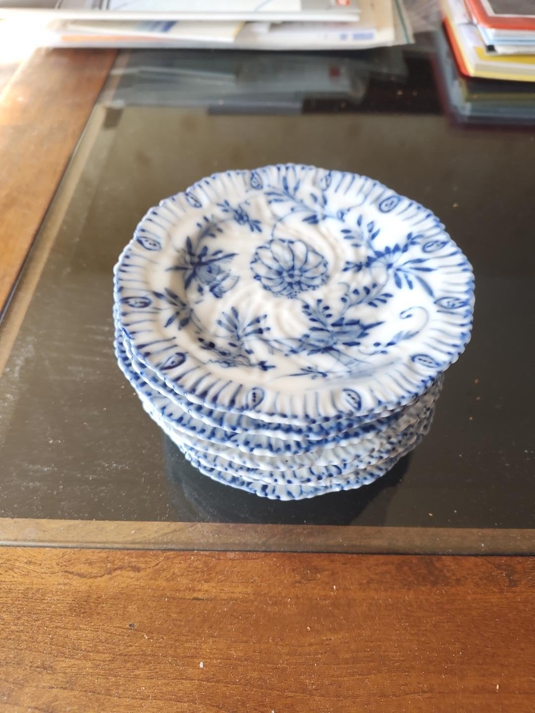 Blauw-witte sierbordjes met bloemen – stijl Blauw Saks, Ophalen