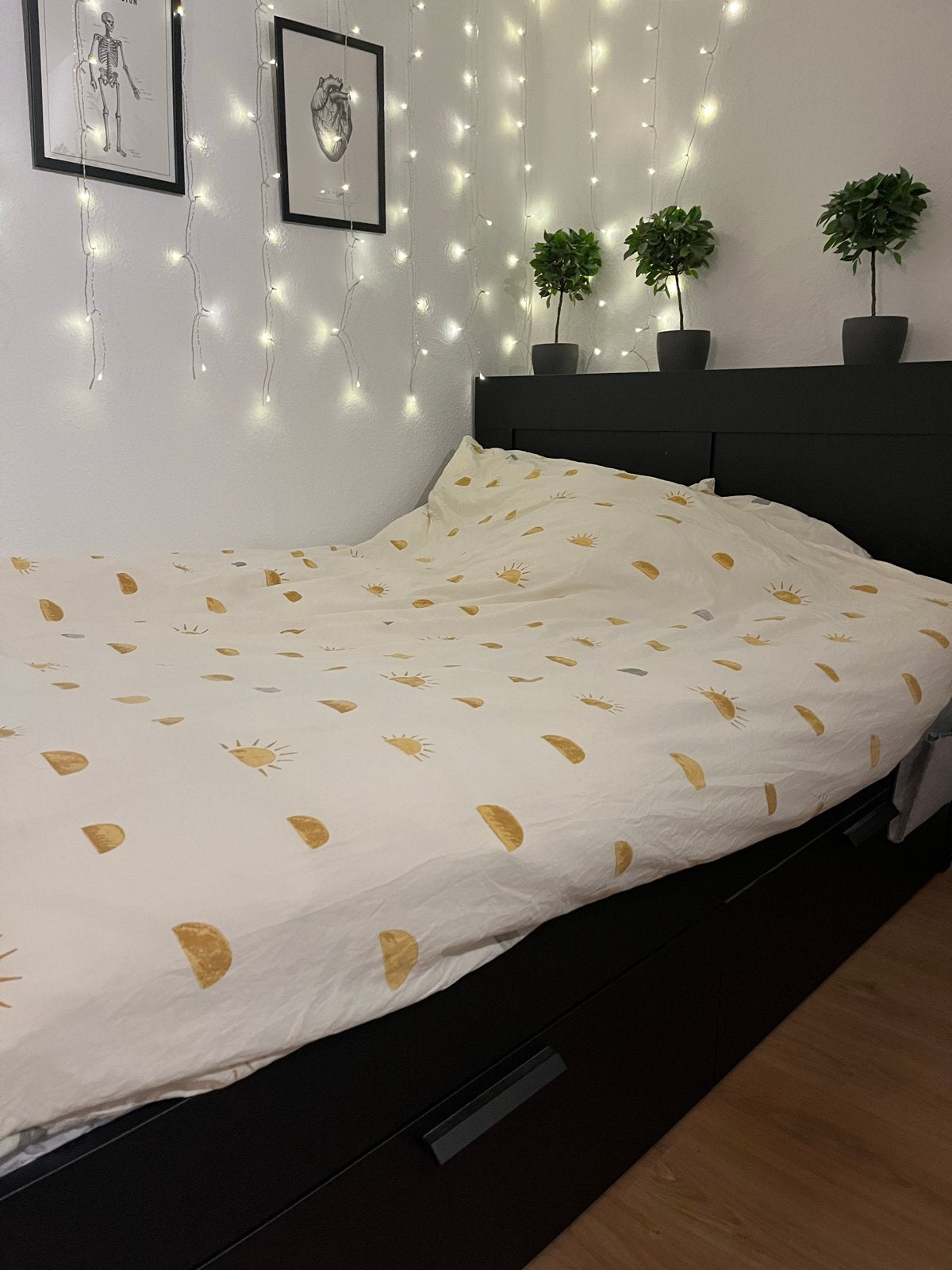 IKEA BRIMNES tweepersoonsbed 140x200 INCL MATRAS – zwart, Huis en Inrichting, Ophalen, Gebruikt, Zwart, Tweepersoons