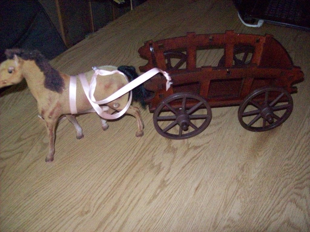 brocant houten kar met paardje, Antiek en Kunst, Curiosa en Brocante, Ophalen