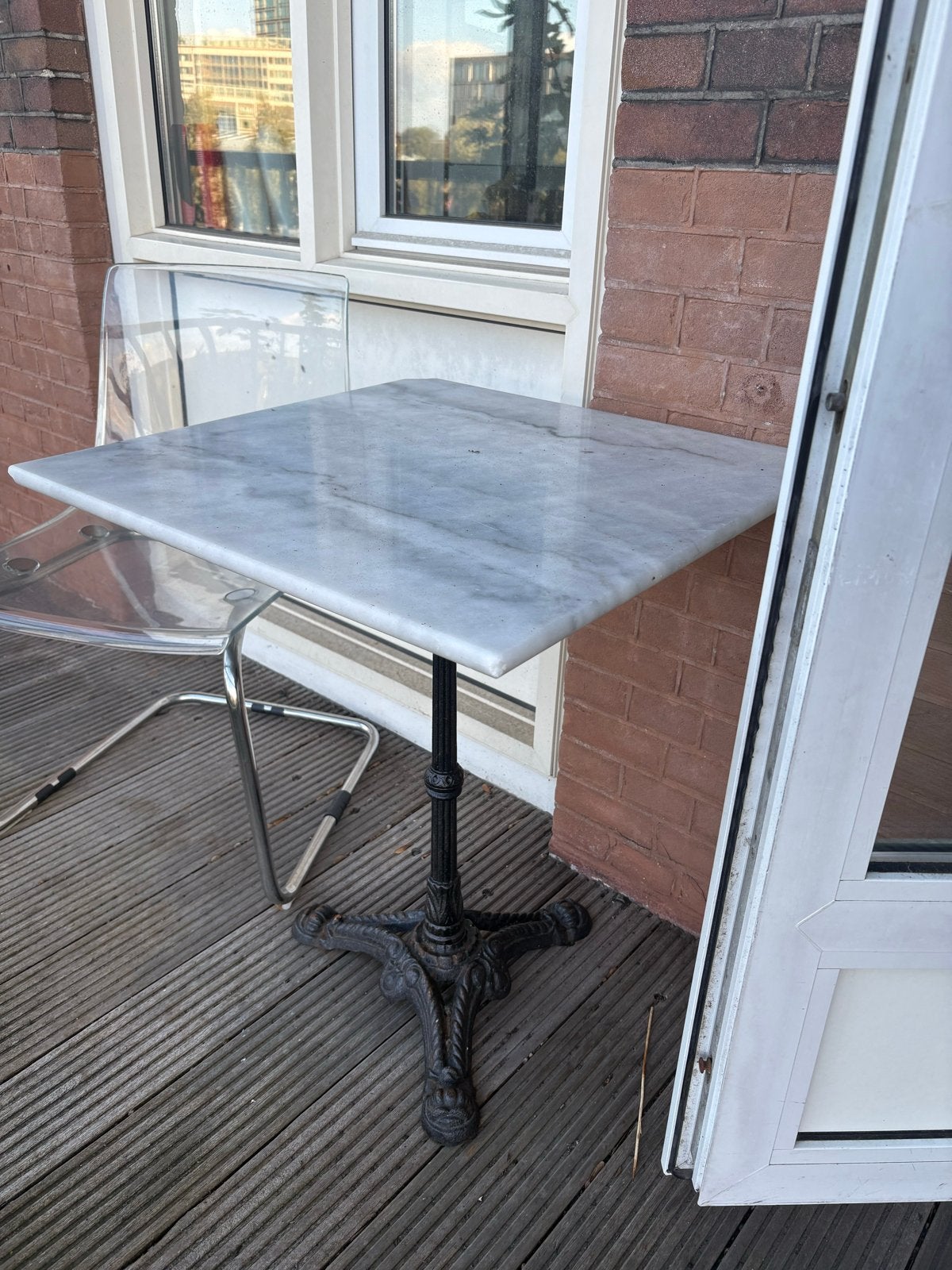 Marmeren bistrotafel 60x60 cm, Huis en Inrichting, Ophalen, Overige materialen, Vierkant, 55 tot 75 cm
