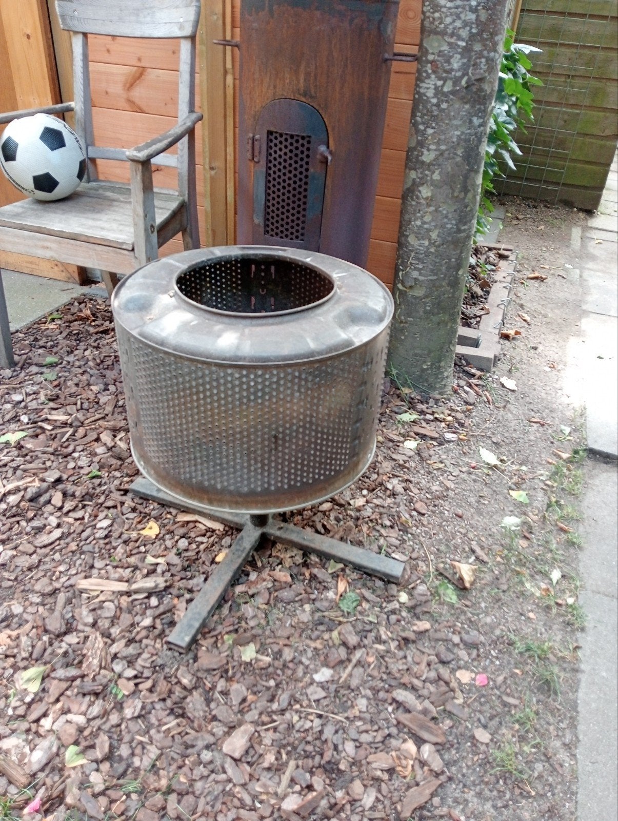 buitenhaard, roestvrij staal, vuurkorf, Tuin en Terras, Ophalen, Gebruikt, Vuurkorf