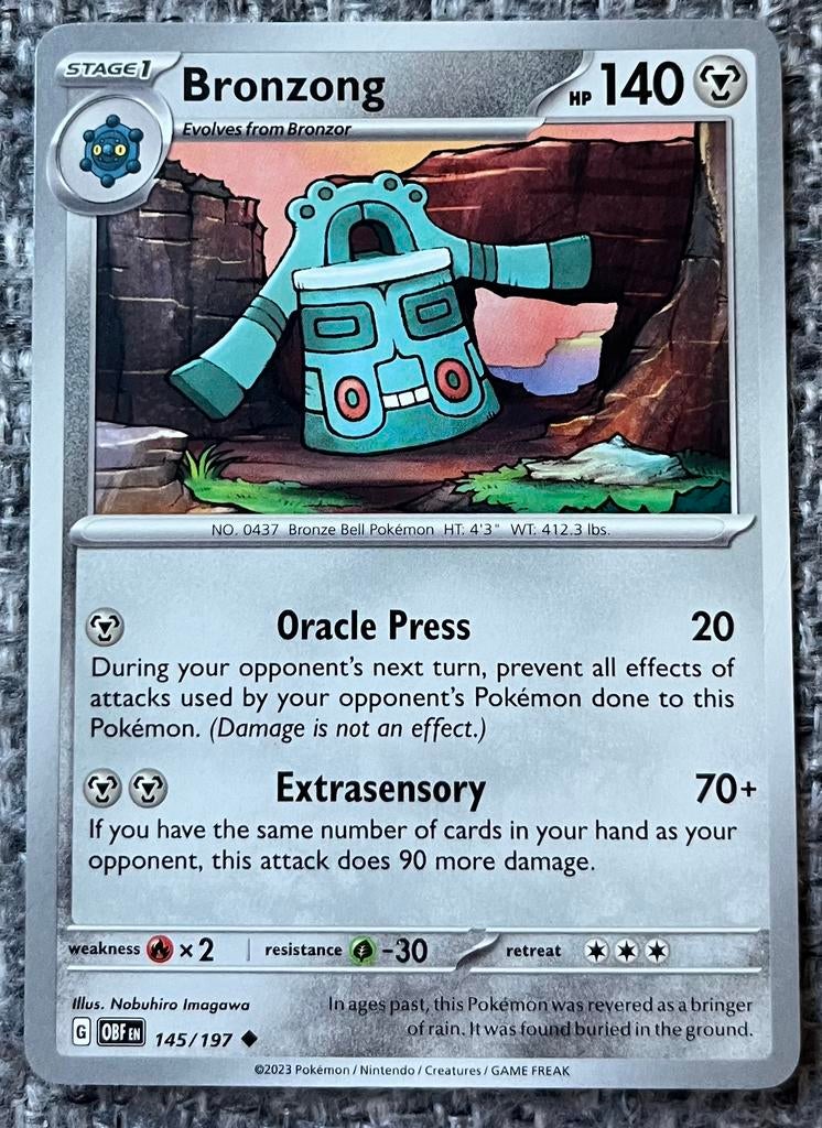 Pokémonkaart van Bronzong (437) • Obsidian Flames (145/197), Verzenden, Nieuw, Losse kaart