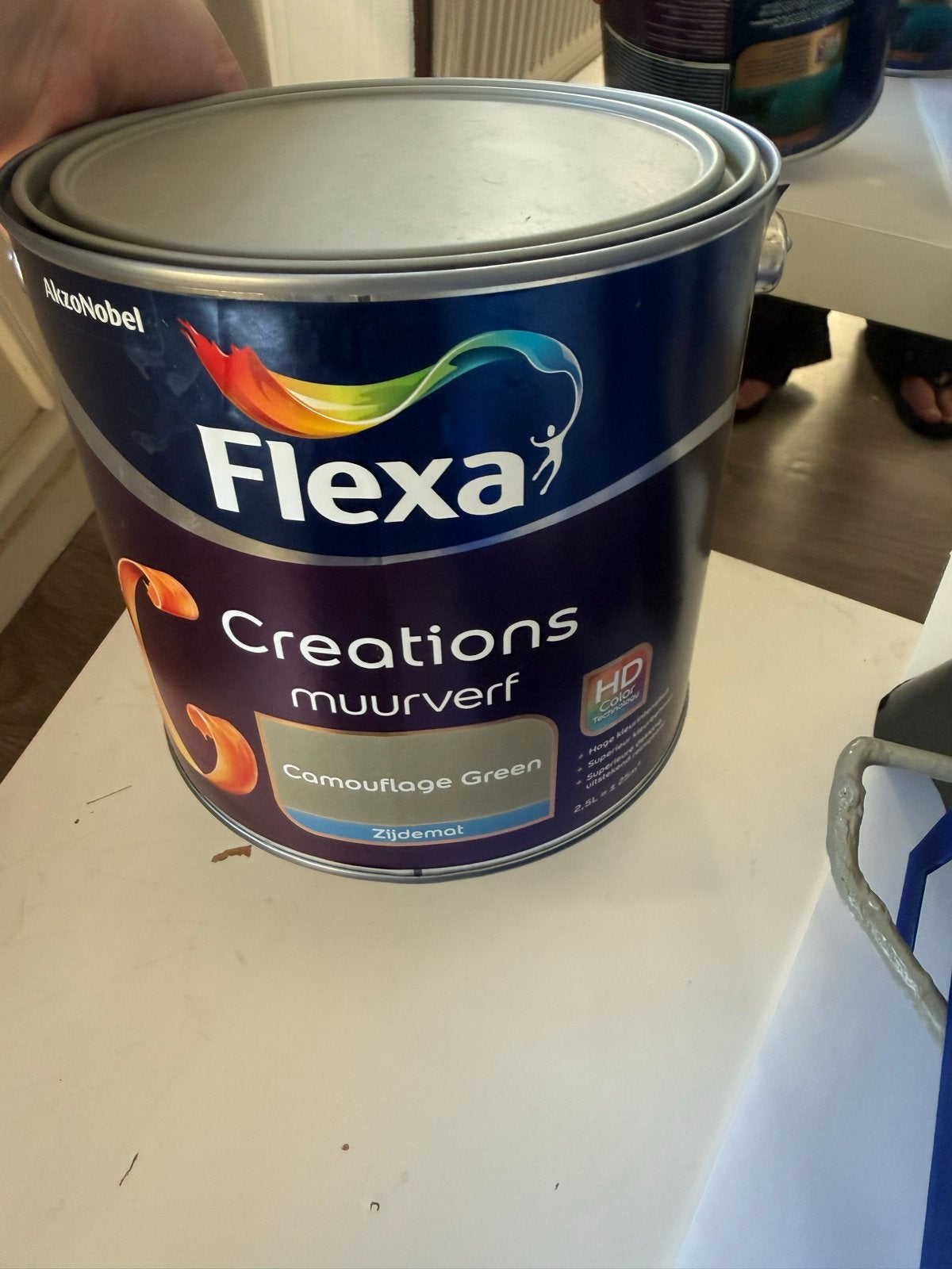 2 Flexa Creations Muurverf Camouflage Green 2,5 liter, Nieuw, Ophalen of Verzenden, Verf, Minder dan 5 liter