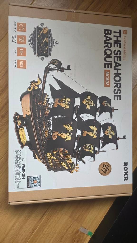 ROKR The Seahorse Barque Houten Modelbouwschip MC802, Ophalen of Verzenden