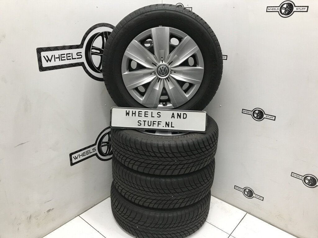VW Caddy Staal velgen 15"inch winterbanden 5x112, Ophalen, Gebruikt, 15 inch, Banden en Velgen