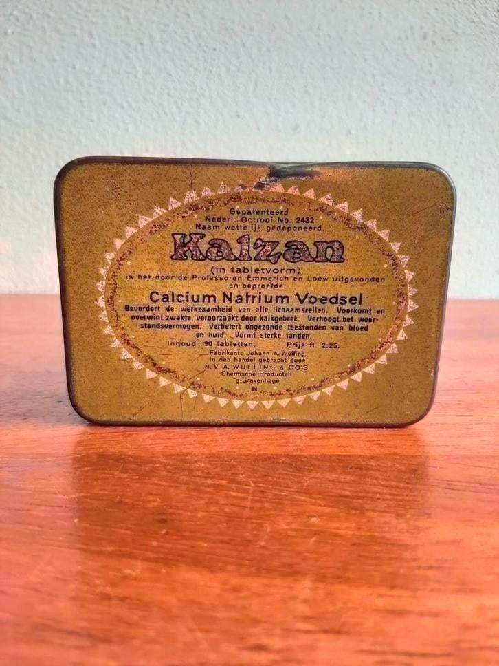 Vintage groen rechthoekige blikje doos  "Kalzan", Ophalen of Verzenden, Zo goed als nieuw, Overige, Overige merken