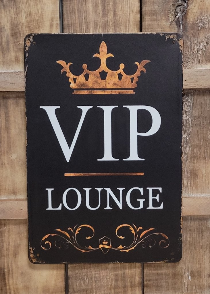 VIP Lounge kroon reclamebord van metaal wandbord deco, Info@deconoord.nl, Deco Noord, Nieuw, Ophalen of Verzenden