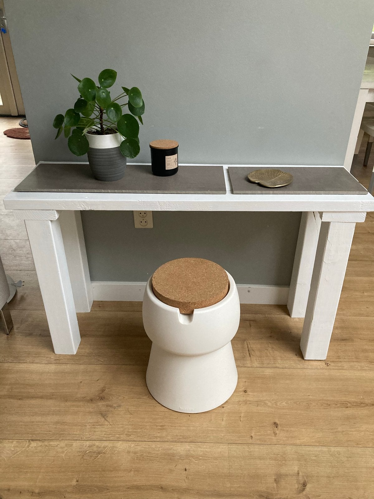 ==Nieuw== Bureau schrijftafel hout wit op wielen, Minder dan 45 cm, Ophalen of Verzenden, Zo goed als nieuw, 75 cm of meer