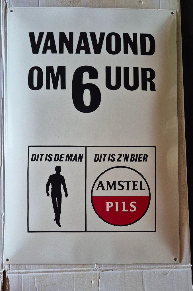 Vintage emaillen bier reclame bord, Ophalen, Zo goed als nieuw, Reclamebord
