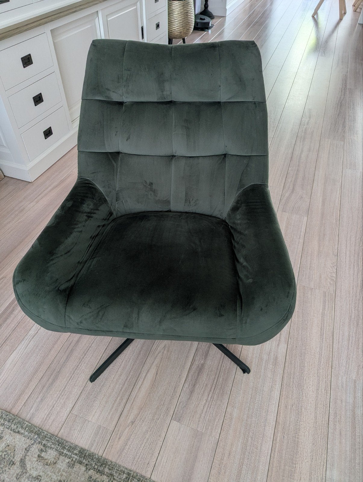Draai Fauteuil Devin stof donkergroen, Ophalen, Zo goed als nieuw, Stof
