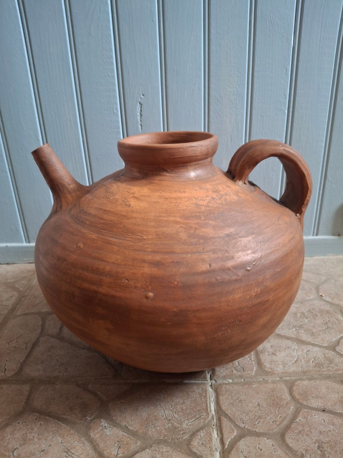 Vintage Franse (grote) handgemaakte terracotta kruik, Ophalen of Verzenden