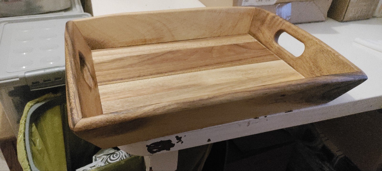 Houten Dienblad met Handvatten, Gebruikt, Ophalen of Verzenden, Dienblad, Met opstaande rand