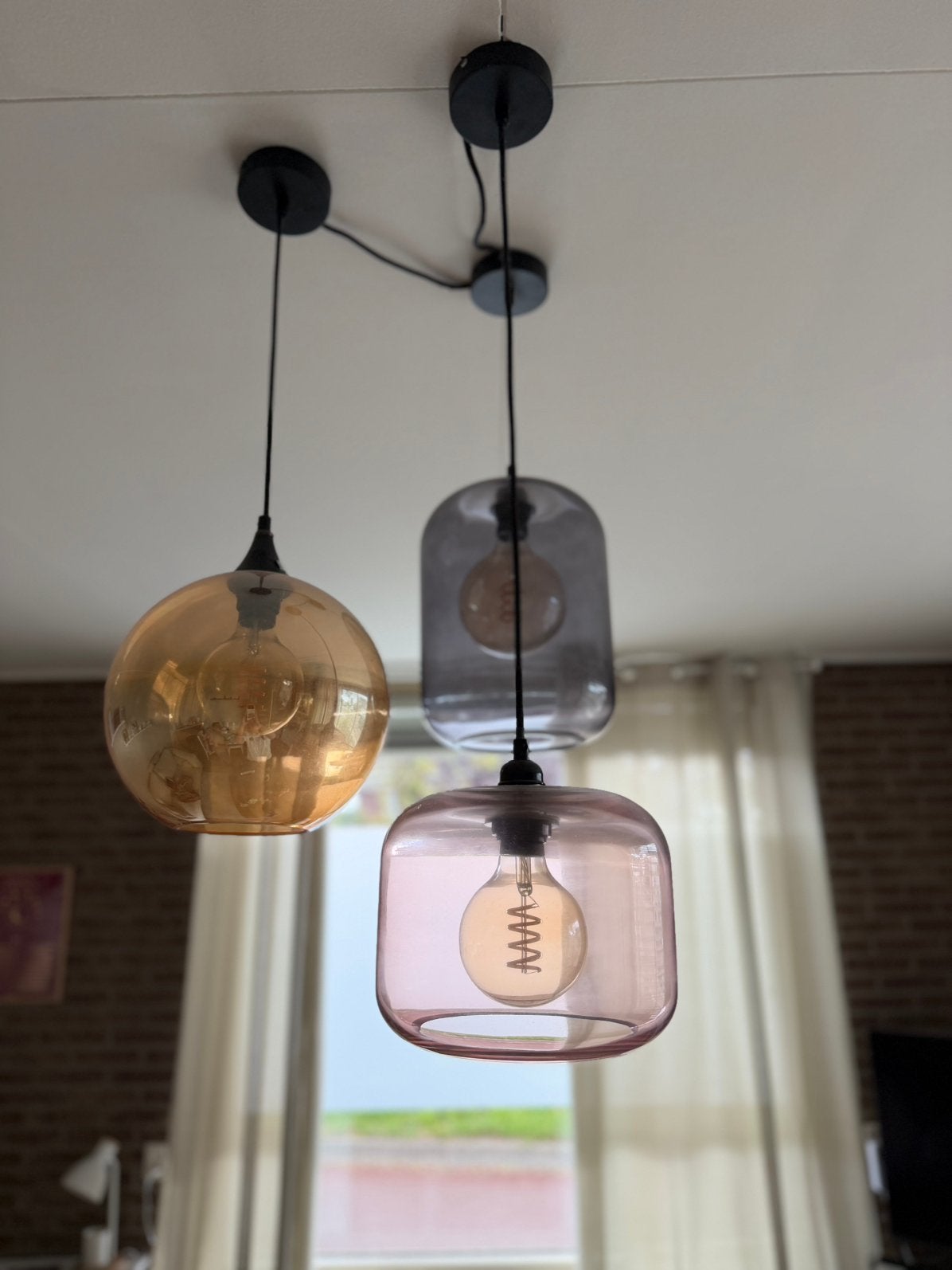 Set 3 lampen, Huis en Inrichting, Lampen | Hanglampen, Ophalen, Zo goed als nieuw