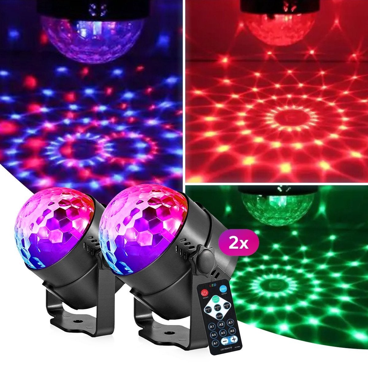 LED PAR discolamp Feestverlichting RGB Set van 2 stuks Nieuw, Muziek en Instrumenten, Licht en Laser, ., Nieuw, Ophalen of Verzenden