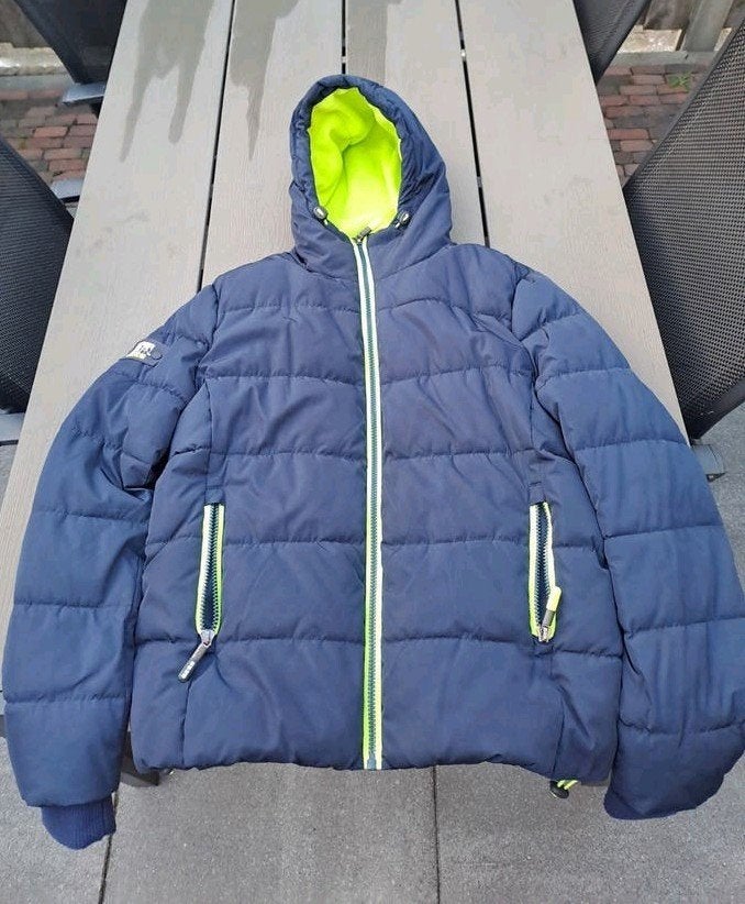 Superdry Puffer Winterjas - Maat XL, Blauw, Maat 56/58 (XL), Ophalen of Verzenden, Gedragen