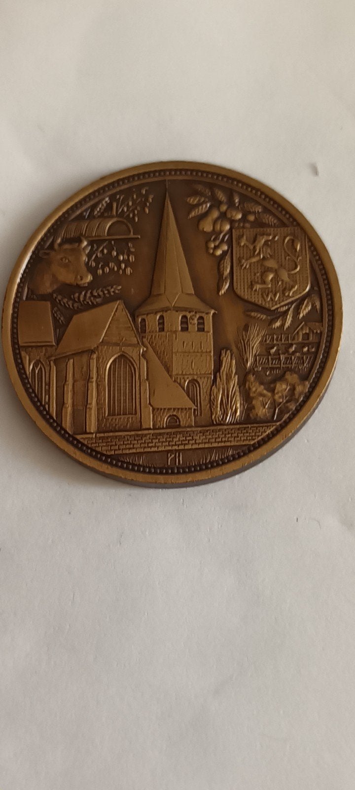 Ovale bronzen medaille 25 jaar Sint-Hubertus Gilde, Ophalen of Verzenden, Brons, Nederland