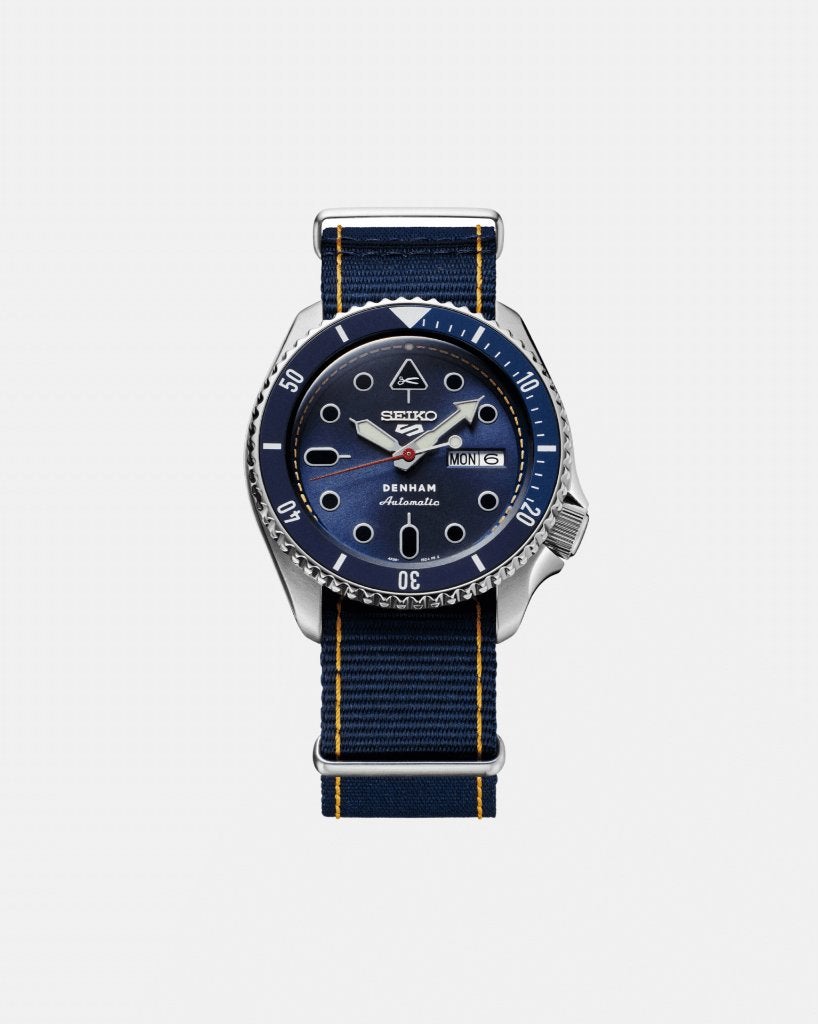 Seiko 5 Sports x DENHAM Limited Field & Jeanmaker Watch, Seiko, Staal, Polshorloge, Overige materialen