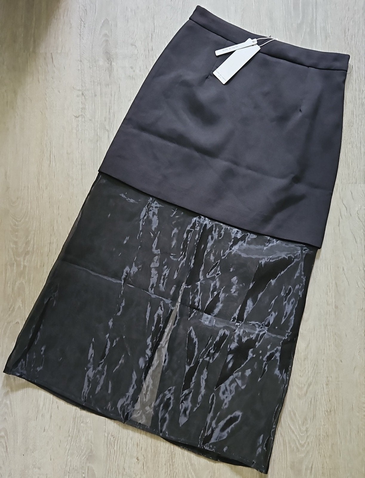 Nieuw met kaartje Zwarte gelaagde rok 100% katoen maat m, Ophalen of Verzenden, Nieuw, Zwart, Onder de knie