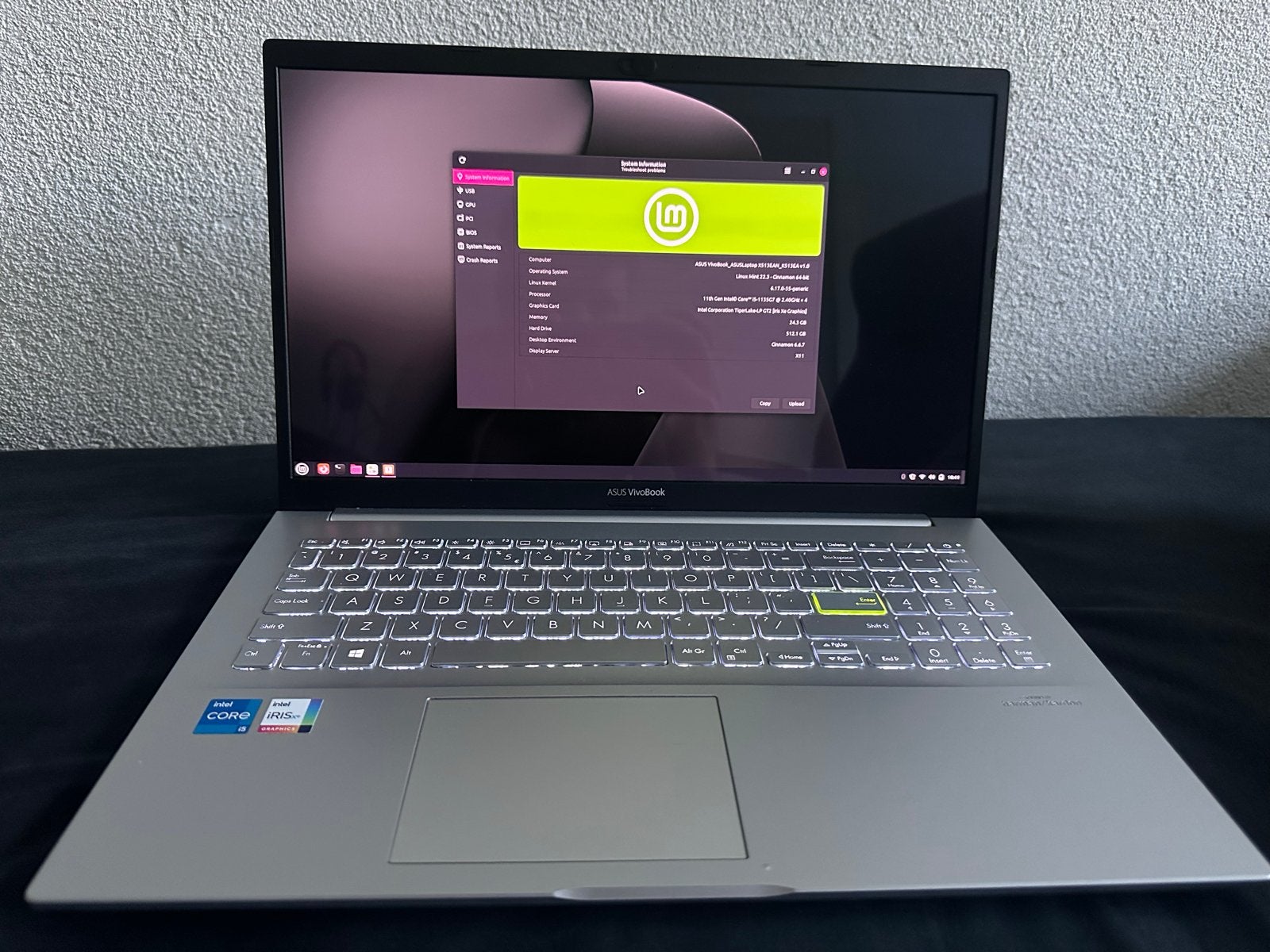 ASUS VivoBook OLED I5 24gb ram Windows or Linux, 2 tot 3 Ghz, Ophalen of Verzenden, Zo goed als nieuw, SSD