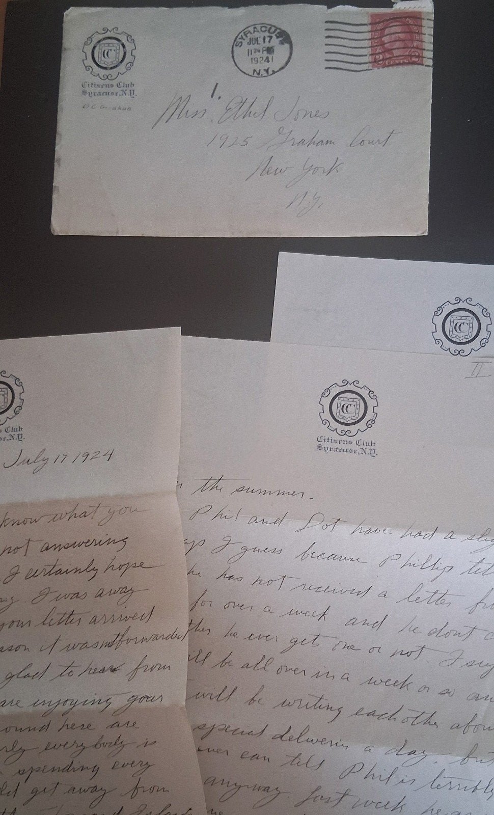 Envelop met brief USA 1924, Ophalen of Verzenden, Brief
