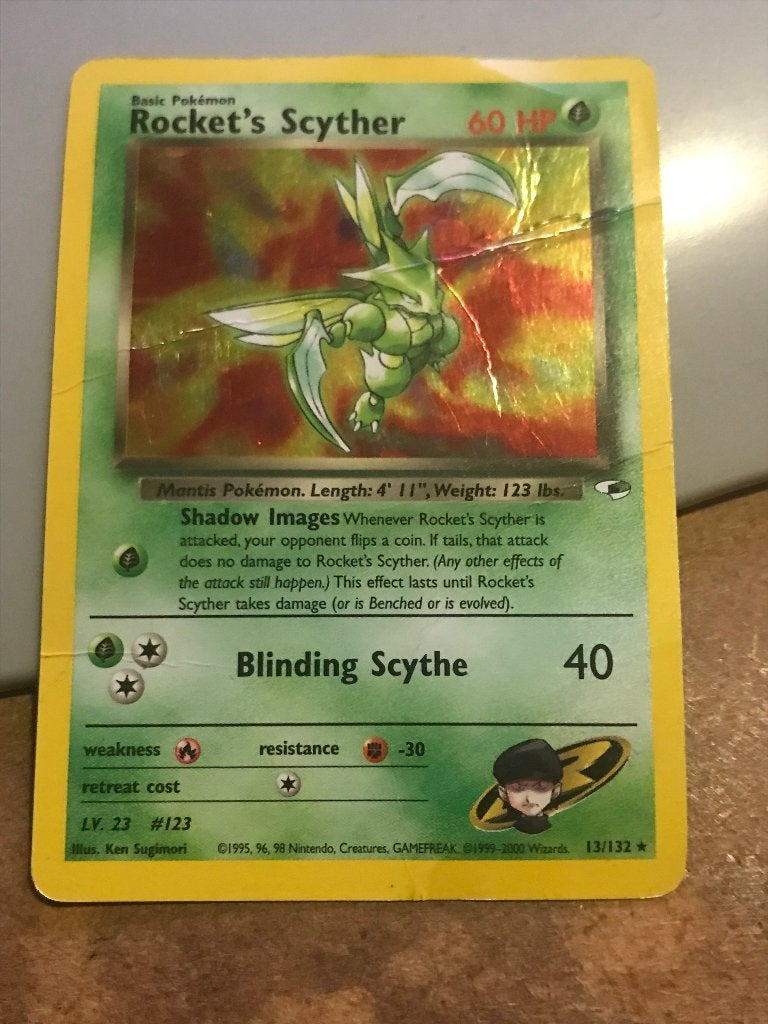 Vintage Pokémon kaart Rocket's Scyther Holo 13/132, Hobby en Vrije tijd, Ophalen, Gebruikt, Losse kaart, Foil