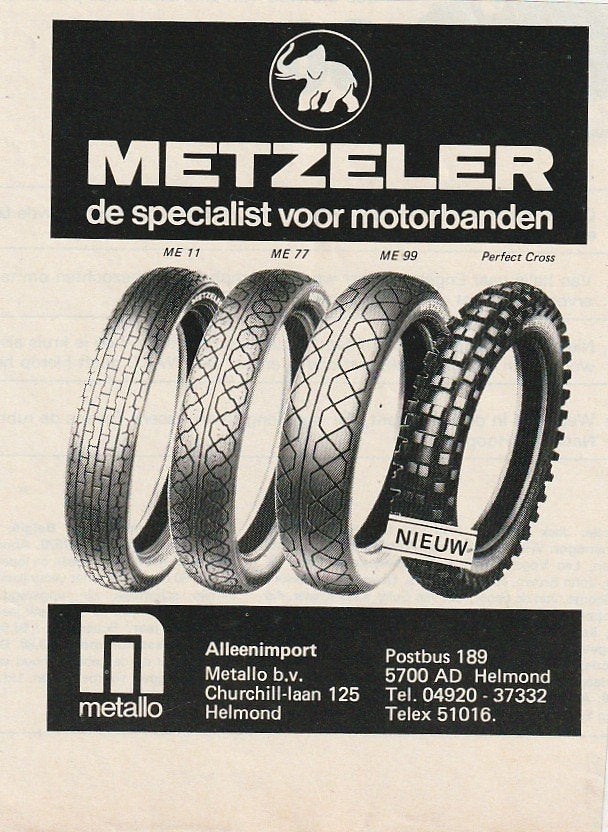 Retro reclame 1982 Metzeler motorbanden Helmond specialist, Verzamelen, Verzenden, Overige typen