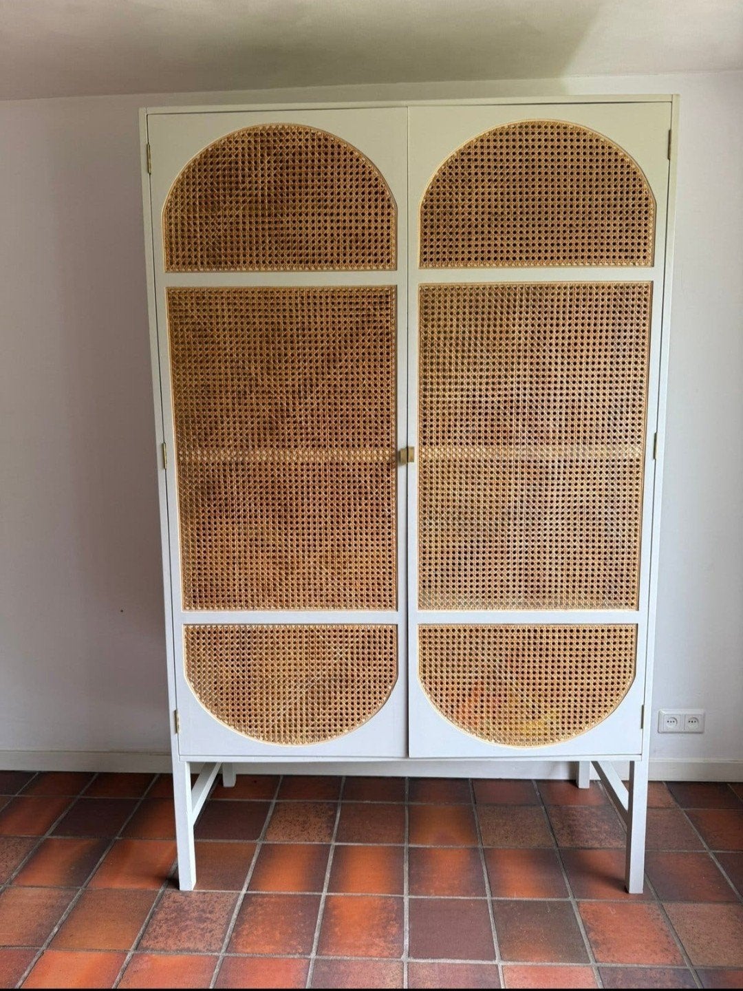 HKliving webbing rotan kast creme wit (nieuwprijs €1.795,-), Met deur(en), 100 tot 150 cm, 200 cm of meer, Zo goed als nieuw