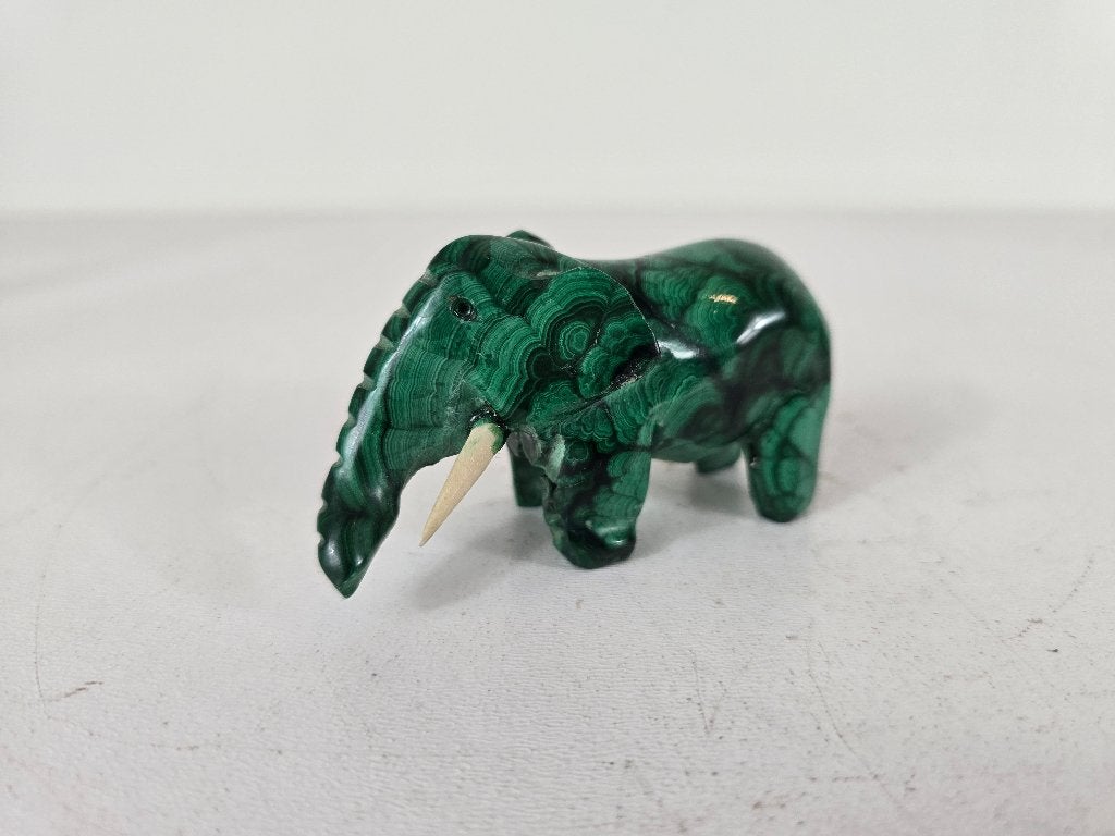 Schitterende sculptuur olifant, malachiet, eind 20e eeuw, Ophalen of Verzenden