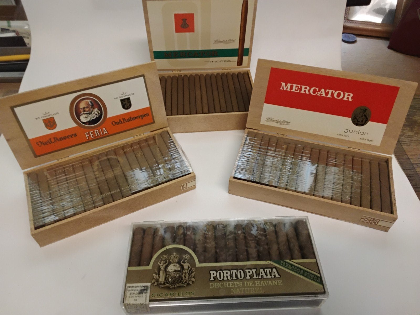 Oude sigarenkistjes  gevuld Van Elst, Mercator, Porto Plato, Ophalen of Verzenden, Nieuw, Tabaksdoos of Verpakking