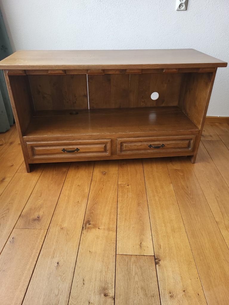 Tv kast eikenhout, Ophalen, Gebruikt, 100 tot 150 cm, Eikenhout