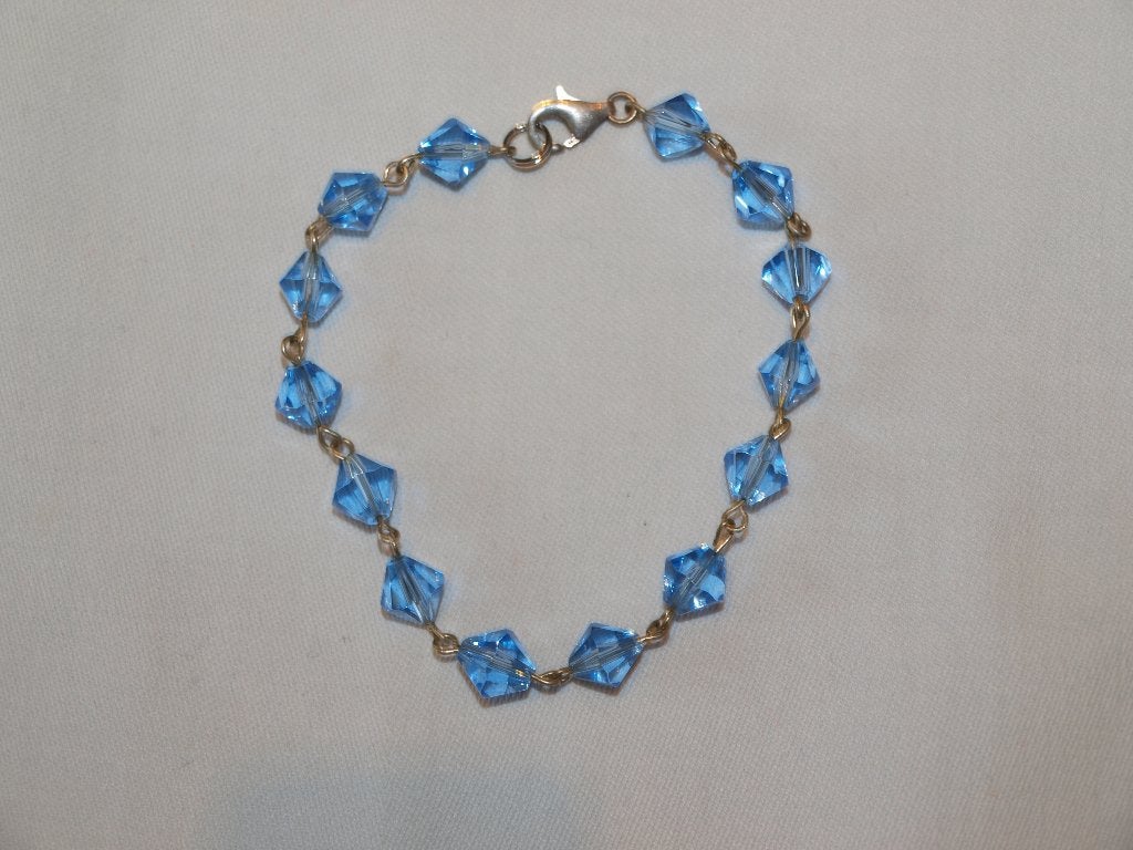 Elegante blauwe kralenarmband, Met kristal, Overige materialen, Blauw, Nieuw