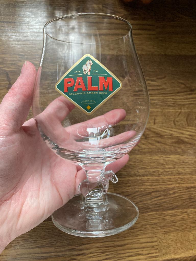Palm bier glazen ( glas ) paardje in voet # 1, Ophalen of Verzenden, Zo goed als nieuw, Bierglas