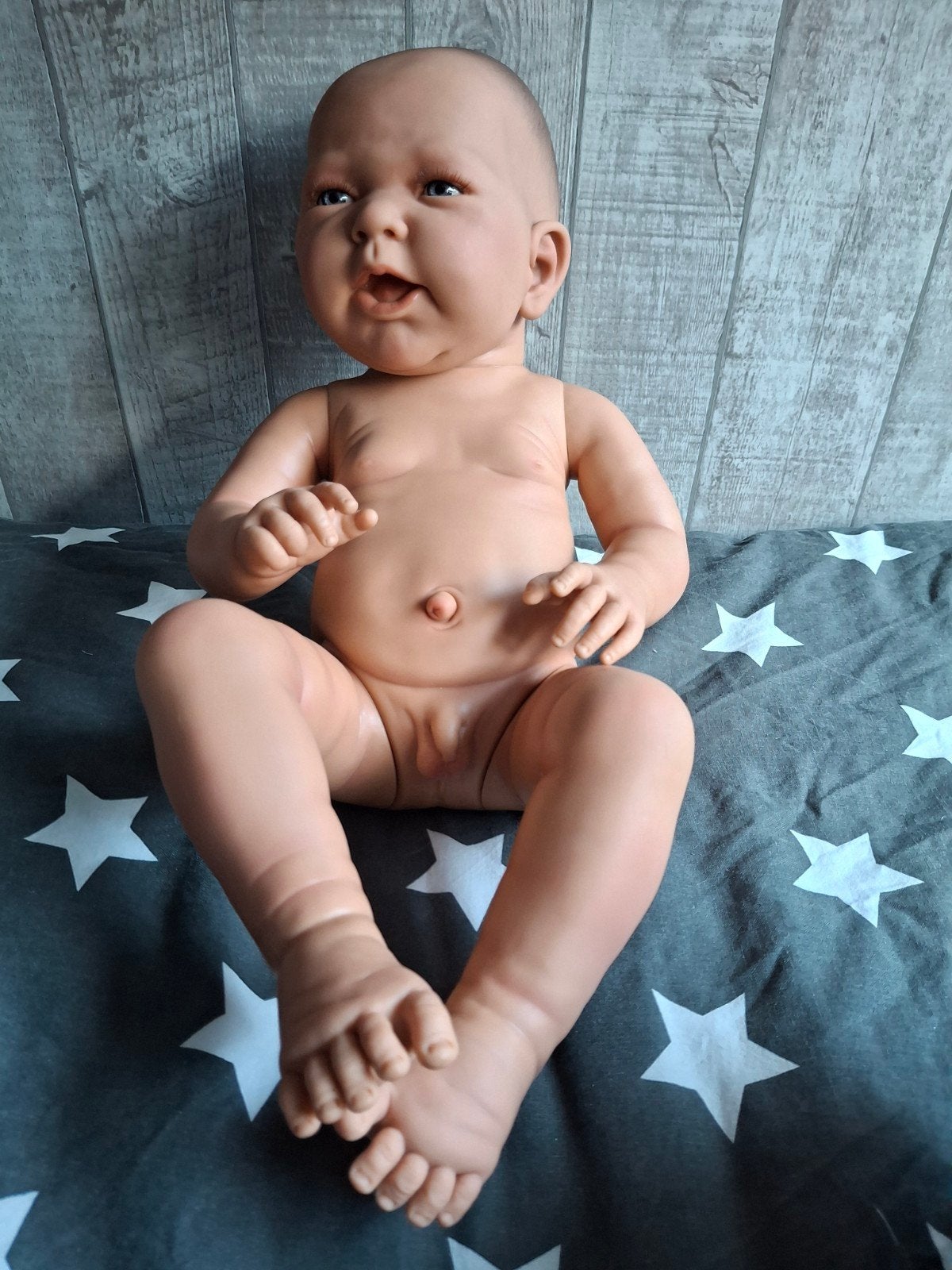 Levenschte Babypop Jongen 52 cm realdoll, Ophalen of Verzenden, Zo goed als nieuw, Babypop