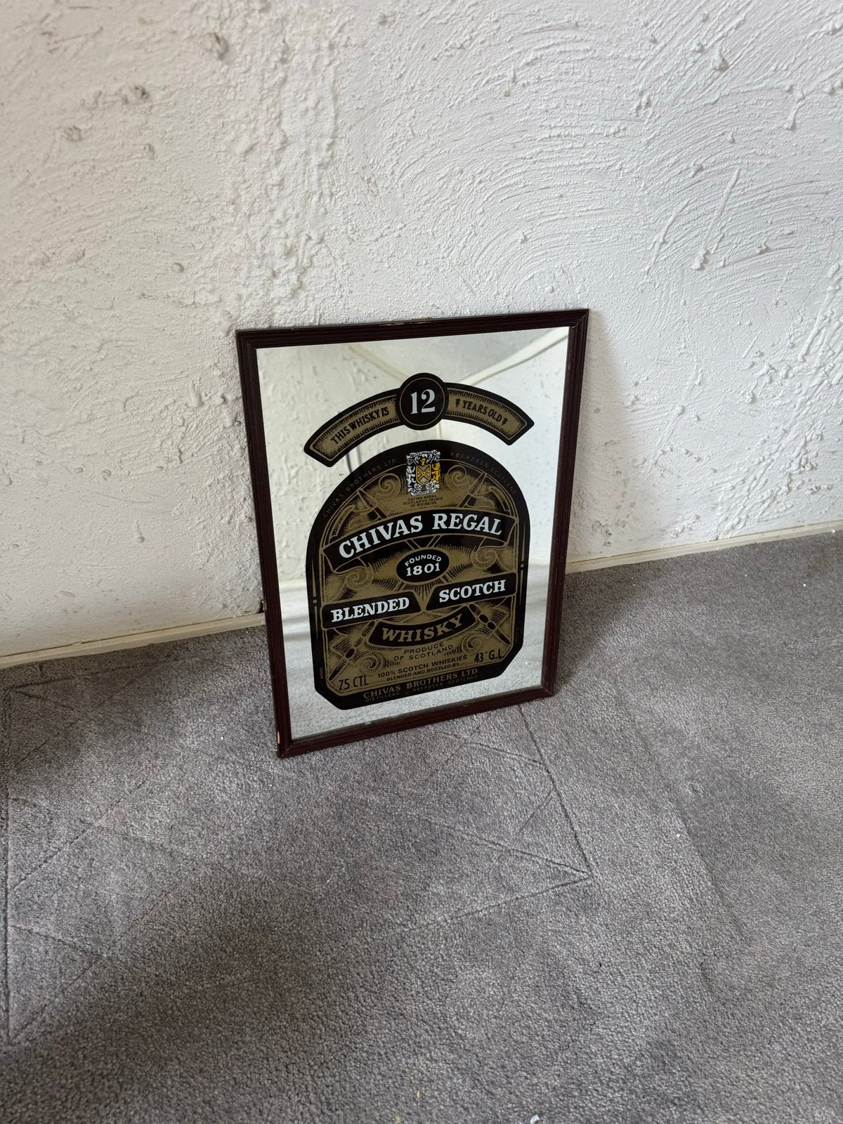 Chivas Regal 12 Years Old spiegel - Vintage whisky reclame, Minder dan 50 cm, Gebruikt, Ophalen of Verzenden, Minder dan 100 cm