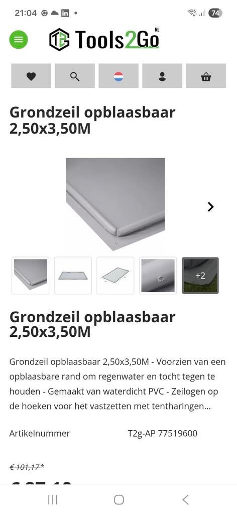 Opblaasbaar grondzeil 2,50x3,50M - Nieuw, Ophalen, Nieuw