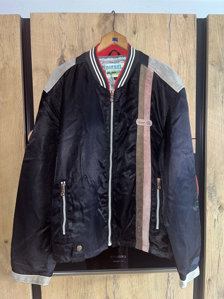 Diesel 700 vintage jas XXL biker bomber zwart nylon suède, Verzenden, Zwart, Maat 46/48 (XL) of groter, Diesel