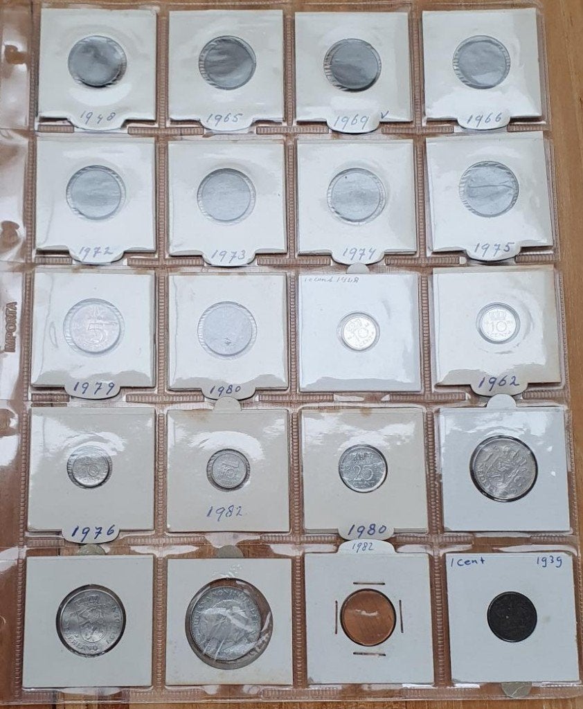 Muntenmix 1cent ,5cent, 10cent, 25cent, 1gld, 2.5 Gld 1 cent, Verzenden, Koningin Juliana, 10 cent, Setje