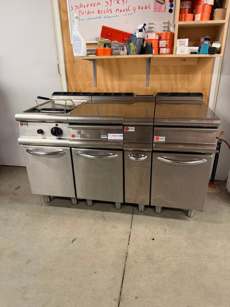 Baron professionele horeca bakwand – + 2 bakplaten RVS, Ophalen, Gebruikt, Fornuis, Frituur en Grillen