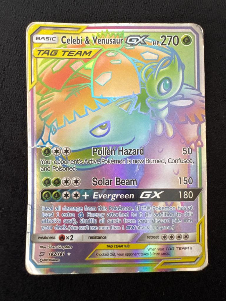 Pokémon Kaart Celebi & Venusaur GX TAG TEAM 182/181, Hobby en Vrije tijd, Verzamelkaartspellen | Pokémon, Ophalen, Gebruikt, Losse kaart