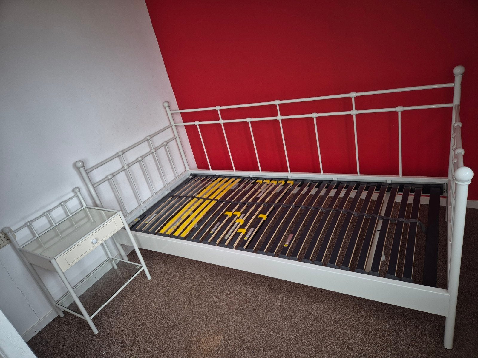 Wit ijzeren meiden bed, Ophalen, Gebruikt, 90 cm, Eenpersoons