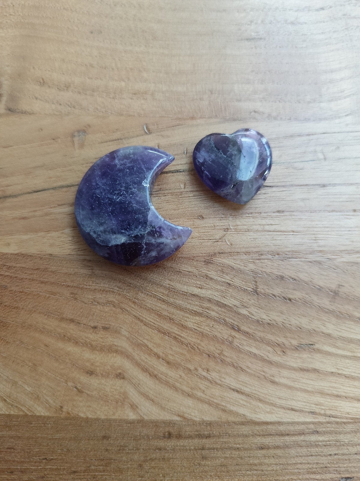 Setje amethist maantje en hartje edelsteen, Ophalen, Mineraal