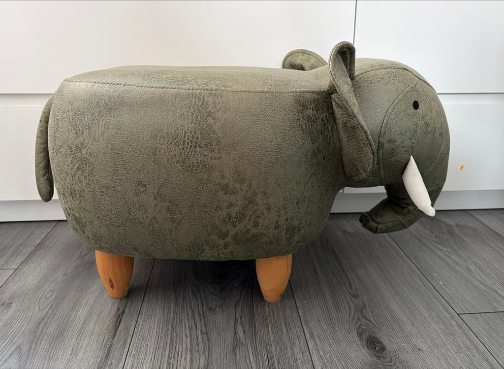 Groen Olifanten Krukje - Stevig en Decoratief (tot 100kg), Ophalen, Zo goed als nieuw, Overige materialen
