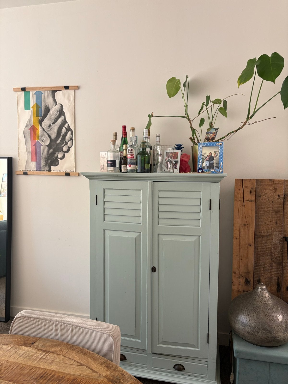 Vintage Kast licht blauw/groen, Ophalen, Gebruikt